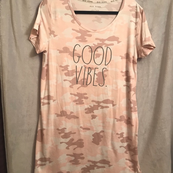 Rae Dunn Tops - Rae Dunn Pink Camo Size Large Good Vibes teeshirt